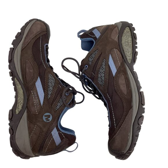 Merrell Siren Sync Womens 8.5 Suede Low Top Hiking Boots Brown/Periwinkle - Picture 3 of 11